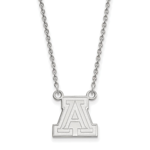 10k White Gold Small University of Arizona A Pendant with 18in Chain