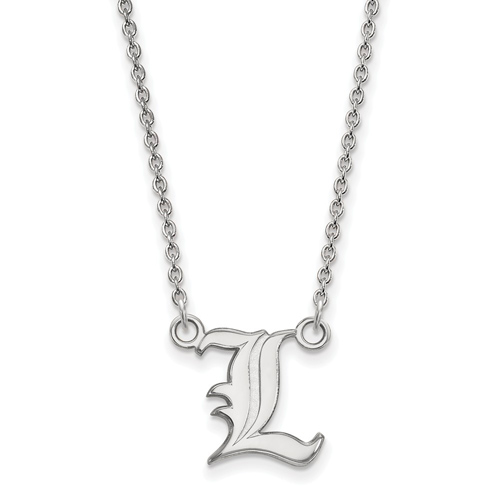 14K White Gold LogoArt University of Louisville Small Pendant Necklace