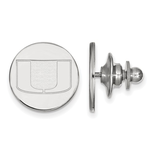 14kt White Gold University of Miami U Logo Lapel Pin