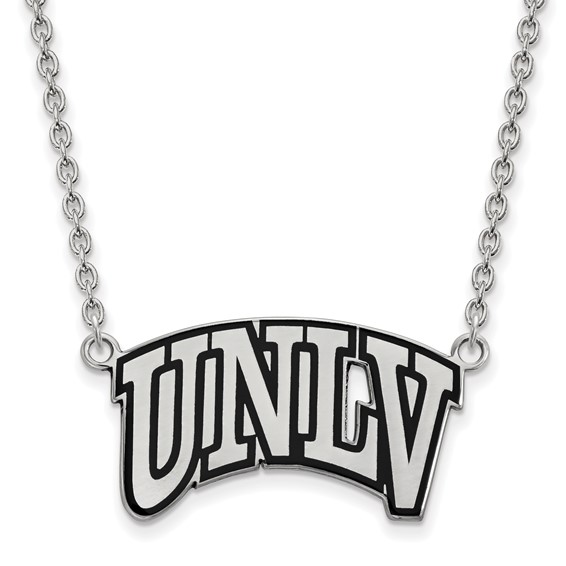 Sterling Silver Petite Black Enamel UNLV Necklace