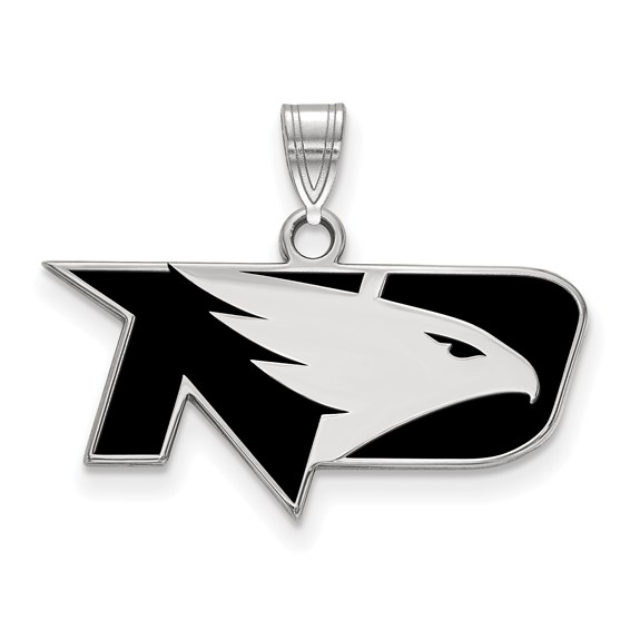 Sterling Silver University of North Dakota Fighting Hawk Enamel Pendant 1/2in