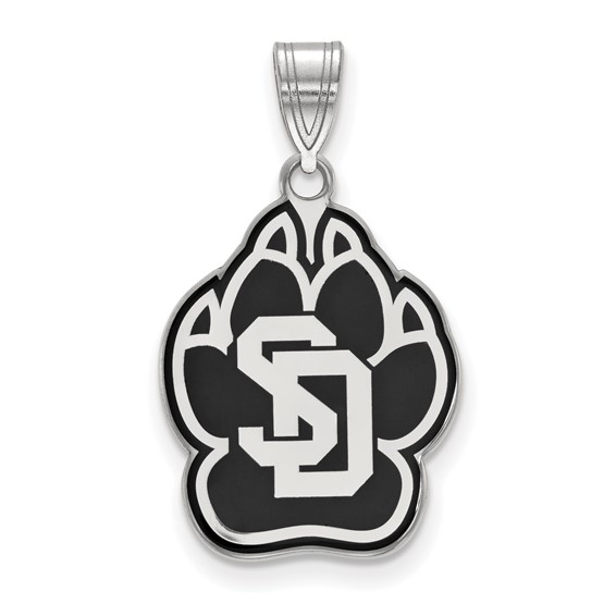 Sterling Silver University of South Dakota Enamel Pendant 3/4in