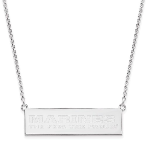 Sterling Silver U.S. Marine Corps The Few. The Proud. Bar Necklace