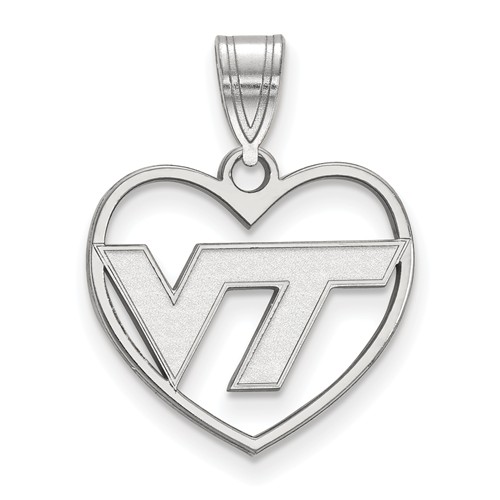 Sterling Silver Virginia Tech Heart Pendant 5/8in