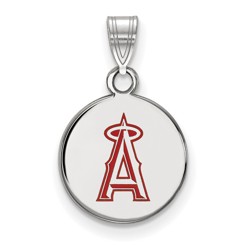 Sterling Silver 1/2in Los Angeles Angels Round Enamel Pendant