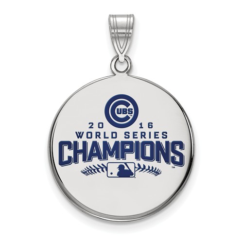 Sterling Silver 3/4in Chicago Cubs 2016 World Series Enamel Pendant