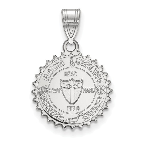 Sterling Silver Florida A&M University Crest Pendant 5/8in