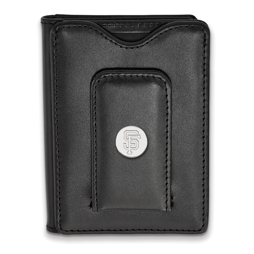 Sterling Silver San Francisco Giants Black Leather Wallet
