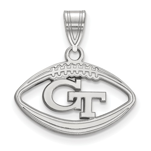 Sterling Silver 3/4in Georgia Tech Football Pendant