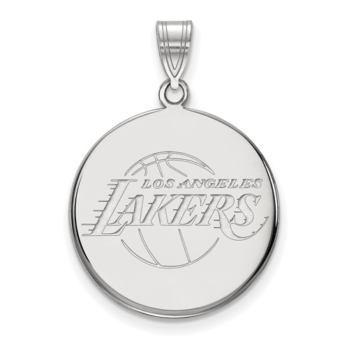 Sterling Silver 3/4in Round Los Angeles Lakers Pendant