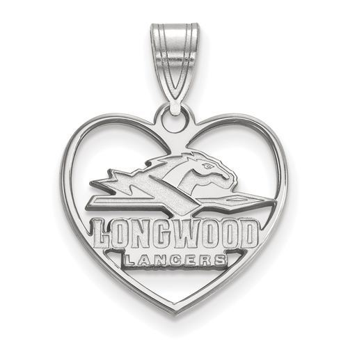Sterling Silver 5/8in Longwood University Heart Pendant
