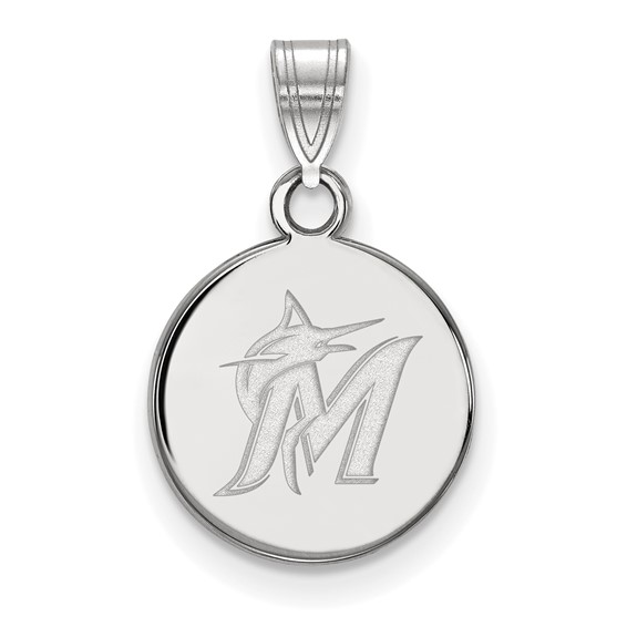 Sterling Silver 3/8in Round Miami Marlins Pendant