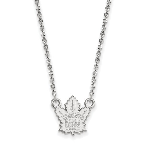 14k White Gold Small Toronto Maple Leafs Pendant with 18in Chain