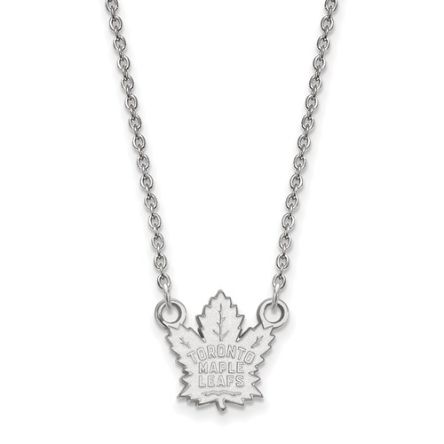14k White Gold Small Toronto Maple Leafs Pendant with 18in Chain
