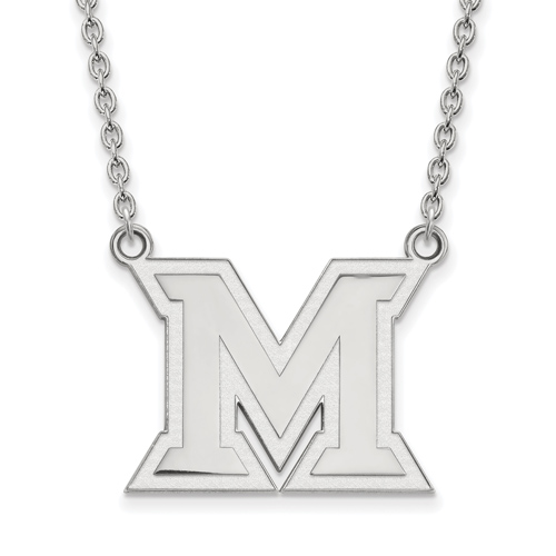 Miami University Pendant on 18in Chain 14k White Gold