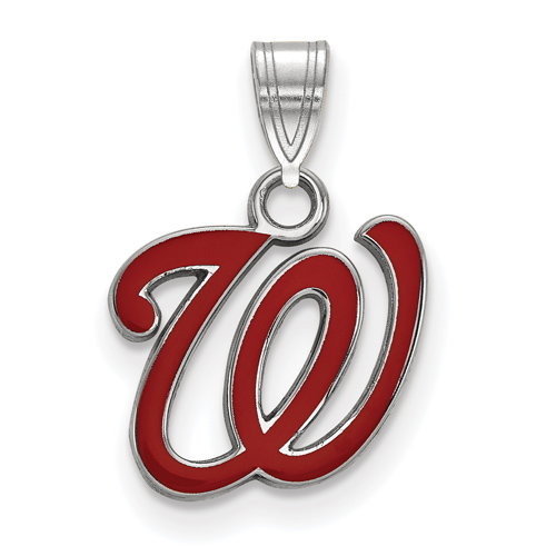 Sterling Silver 1/2in Washington Nationals W Enamel Pendant