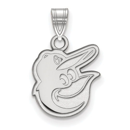 Sterling Silver 1/2in Baltimore Orioles Bird Face Pendant