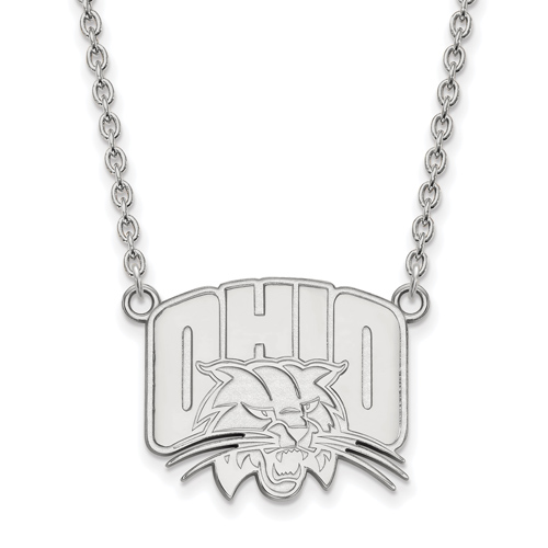 10k White Gold Ohio University Logo Necklace 3/4in