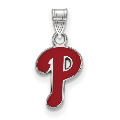 Sterling Silver 1/2in Philadelphia Phillies P Enamel Pendant