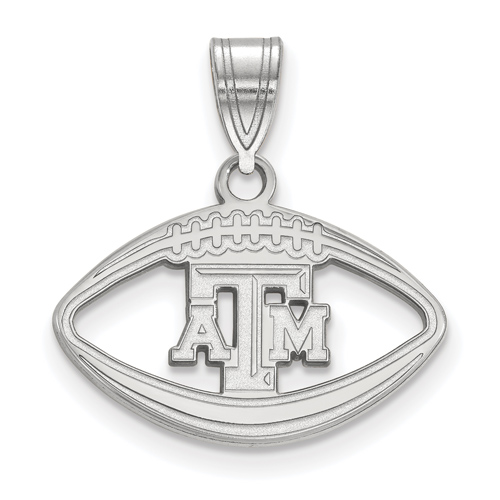 Sterling Silver 1/2in Texas A&M University Football Pendant