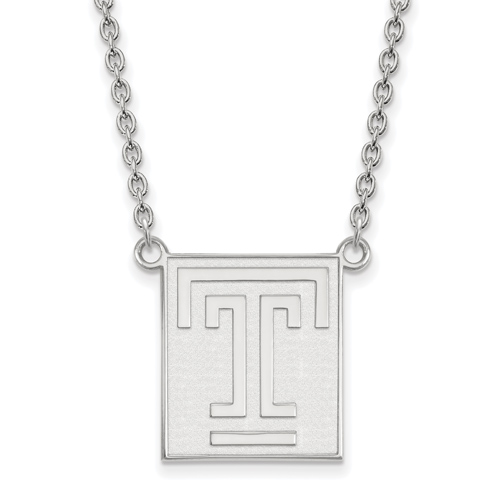 Temple University Logo Necklace 3/4in 14k White Gold