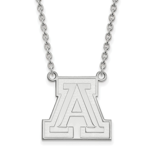 Sterling Silver University of Arizona Block A Pendant with 18in Chain