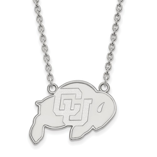 University of Colorado Buffalo Necklace 3/4in 10k White Gold