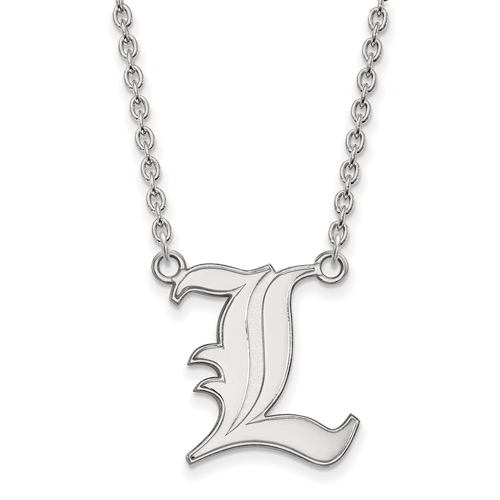 10k White Gold University of Louisville L Pendant with 18in Chain