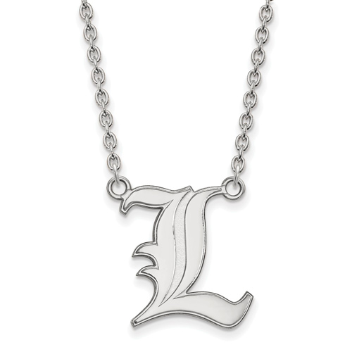 Sterling Silver University of Louisville L Pendant with 18in Chain