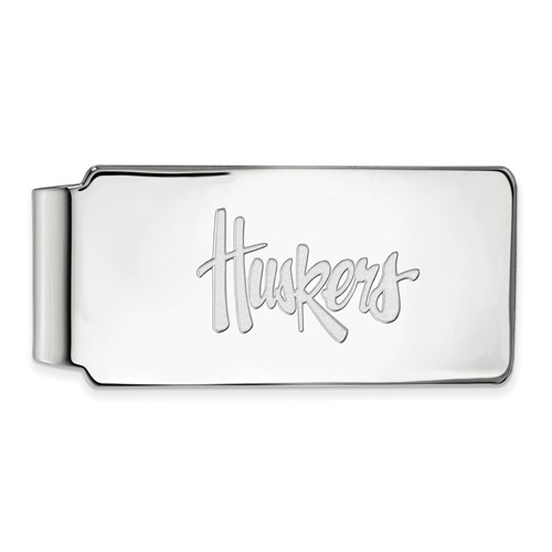 10kt White Gold University of Nebraska Huskers Money Clip