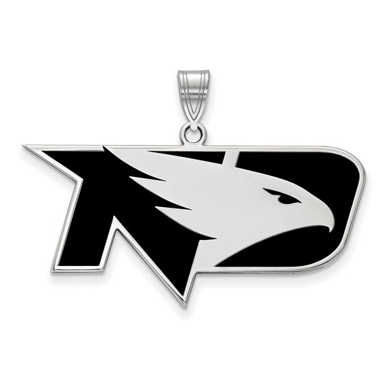 Sterling Silver University of North Dakota Fighting Hawk Enamel Pendant 3/4in