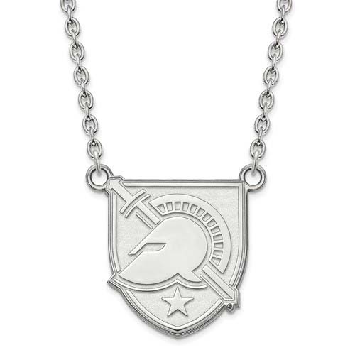 United States Military Academy Logo Necklace 3/4in 10k White Gold