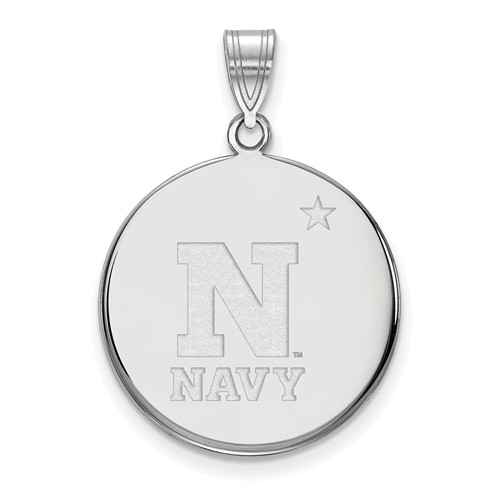 United States Naval Academy Disc Pendant 3/4in 14k White Gold