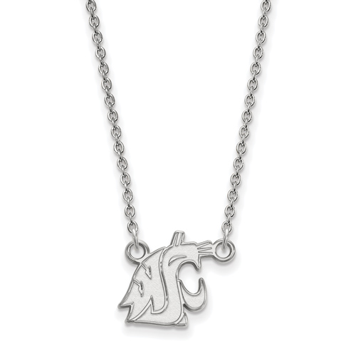 Washington State University Cougar Necklace Small 10k White Gold