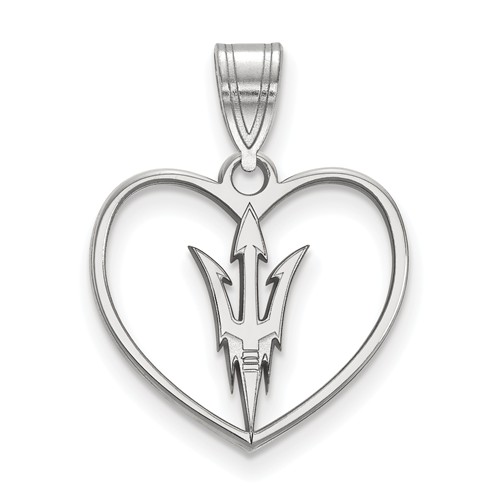 Arizona State University Heart Pendant 5/8in Sterling Silver