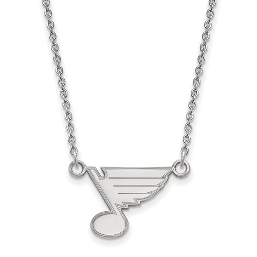 Sterling Silver Small St. Louis Blues Pendant with 18in Chain