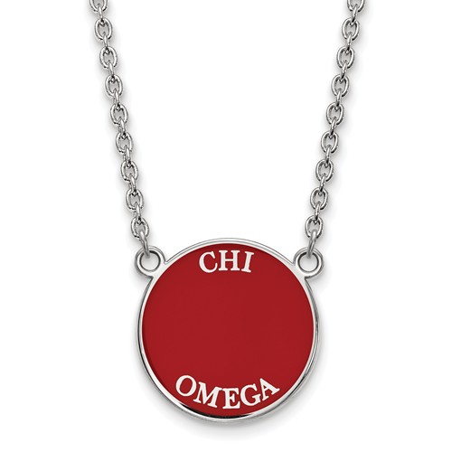 Sterling Silver Red Enamel Chi Omega Necklace 