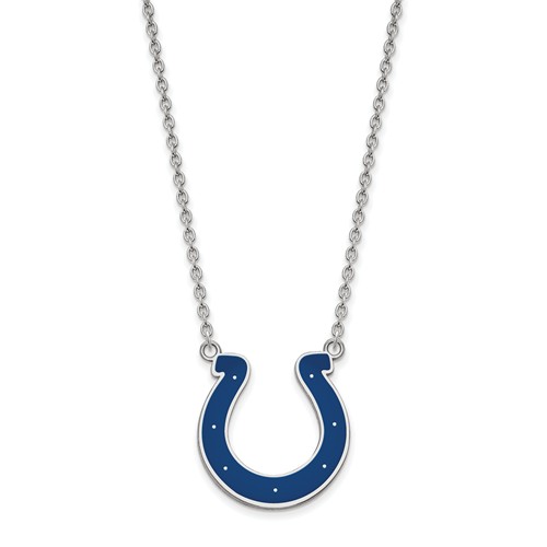 Indianapolis Colts Enamel Pendant with Necklace 5/8in Sterling Silver