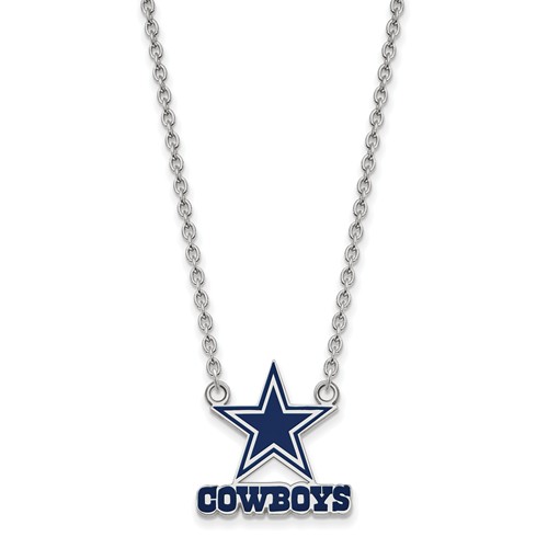 Dallas Cowboys Enamel Pendant with Necklace 5/8in Sterling Silver