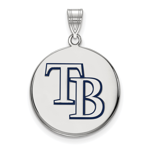 Sterling Silver 3/4in Tampa Bay Rays Enamel Pendant