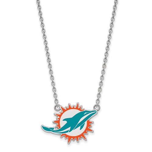 Miami Dolphins Small Enamel Pendant with Necklace Sterling Silver