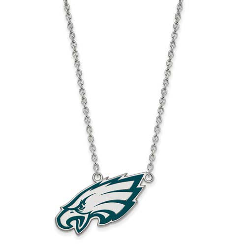 Philadelphia Eagles Small Enamel Pendant Necklace Sterling Silver