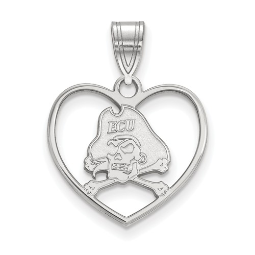 East Carolina University Heart Pendant 5/8in Sterling Silver