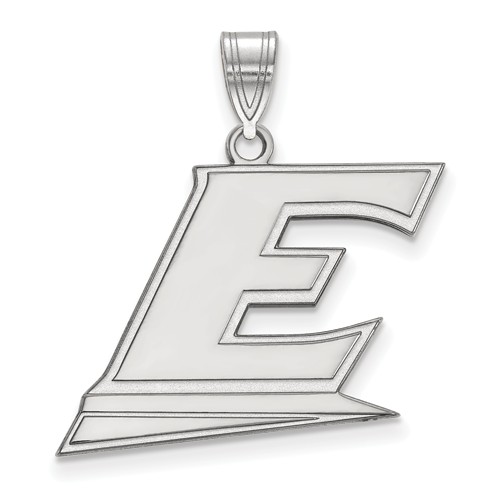 14k White Gold Eastern Kentucky University E Pendant 5/8in