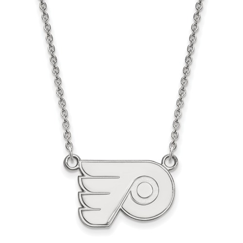 10k White Gold Small Philadelphia Flyers Pendant with 18in Chain