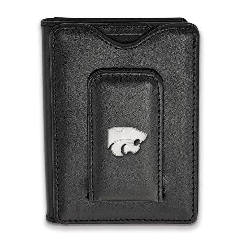 Sterling Silver Kansas State University Cougar Black Leather Wallet