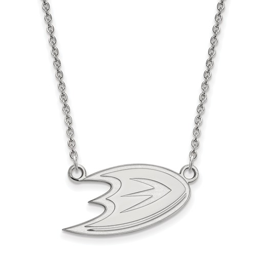 10k White Gold Small Anaheim Ducks Pendant with 18in Chain