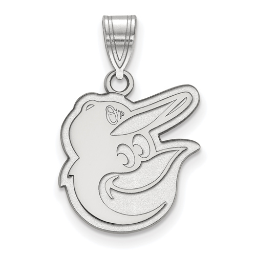 Sterling Silver 5/8in Baltimore Orioles Bird Face Pendant