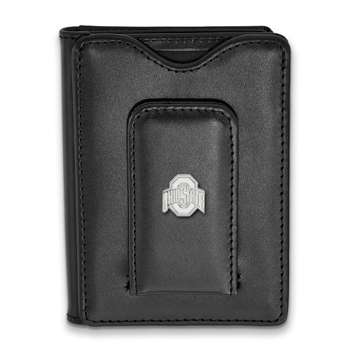 Sterling Silver Ohio State University Black Leather Wallet