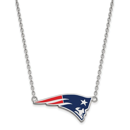 New England Patriots Enamel Pendant with Necklace Sterling Silver